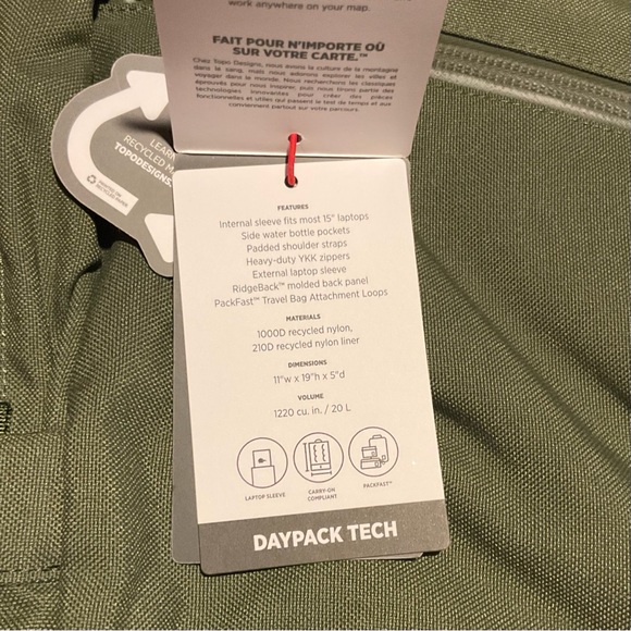 Topo Designs 20L Tech Daypack Olive - Picture 10 of 12